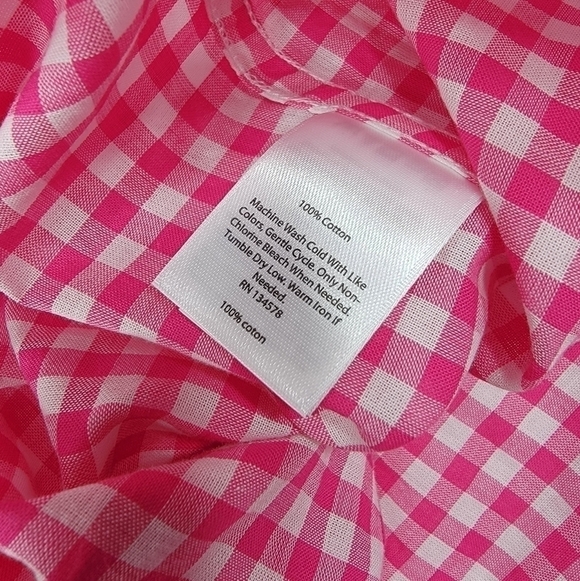 NEW Vineyard Vines Women’s 2 Little Gingham White Pink Button Down Relaxed NWT - Picture 9 of 10